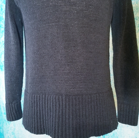 LOFT Black Knit Open Drape Cardigan Sweater - Picture 10 of 14